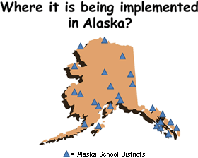 SW-PBS provided in AK School Districts Alaska map of where Positive Behavior Support is being implmented